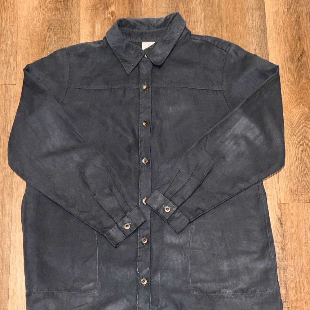 Joan Rivers Womens Charcoal Gray Sueded Button Front Shirt Pockets Size S
